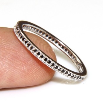 RMB|Argento 925 Rodiato : Eternity fedina uomo donna tutto giro zirconi microsetting nero da 0,5 mm taglio brillante