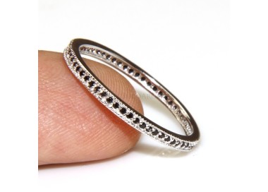 RMB|Argento 925 Rodiato : Eternity fedina uomo donna tutto giro zirconi microsetting nero da 0,5 mm taglio brillante
