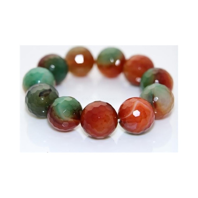 RMB|bracciale pietre grandi agata brasiliana verde arancio donna elastico