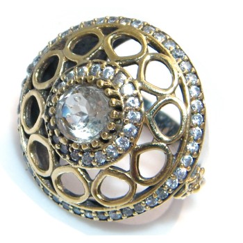 RMB|ring patch silver 925 antiqued zircons size 14 woman