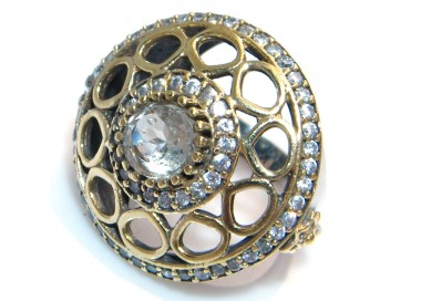 RMB|ring patch silver 925 antiqued zircons size 14 woman