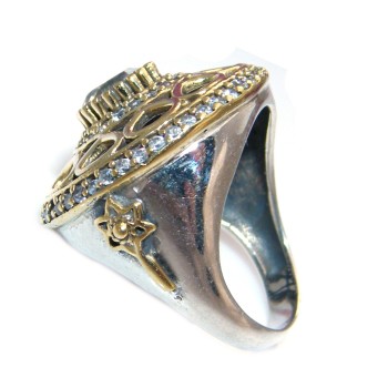 RMB|ring patch silver 925 antiqued zircons size 14 woman