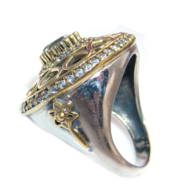 RMB|anello toppa argento 925 zirconi anticato misura 14 donna