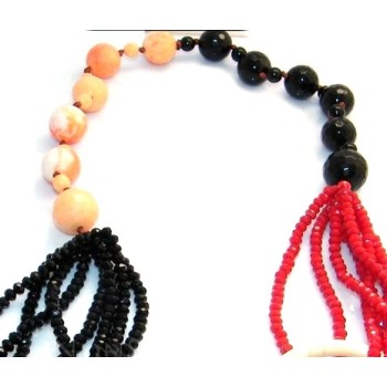 RMB|necklace onyx and half black and red india crystals for women stones