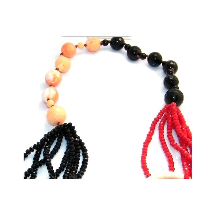 RMB|necklace onyx and half black and red india crystals for women stones