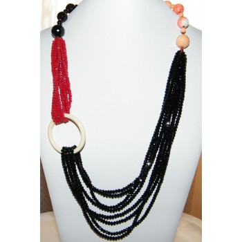 RMB|necklace onyx and half black and red india crystals for women stones