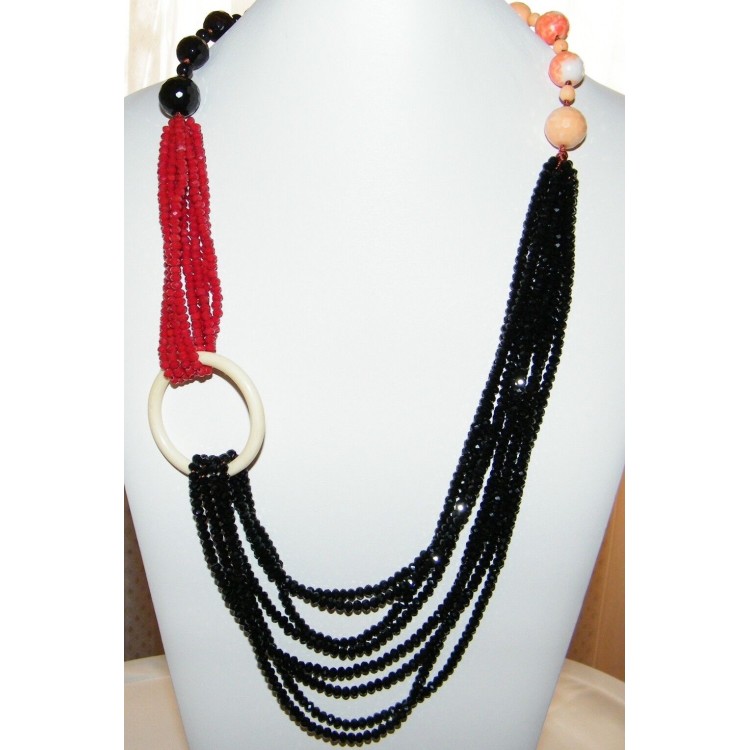 RMB|necklace onyx and half black and red india crystals for women stones