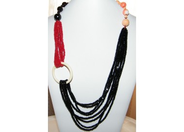 RMB|necklace onyx and half black and red india crystals for women stones