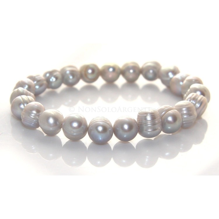 RMB|Bracelet natural gray pearls 17 cm ethnic elastic