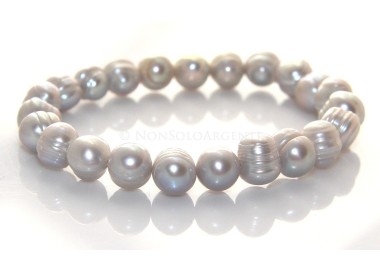 RMB|Bracelet natural gray pearls 17 cm ethnic elastic