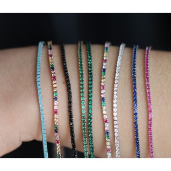 RMB|Tennis bracelet silver 925 thin colored zircons rose gold yellow black