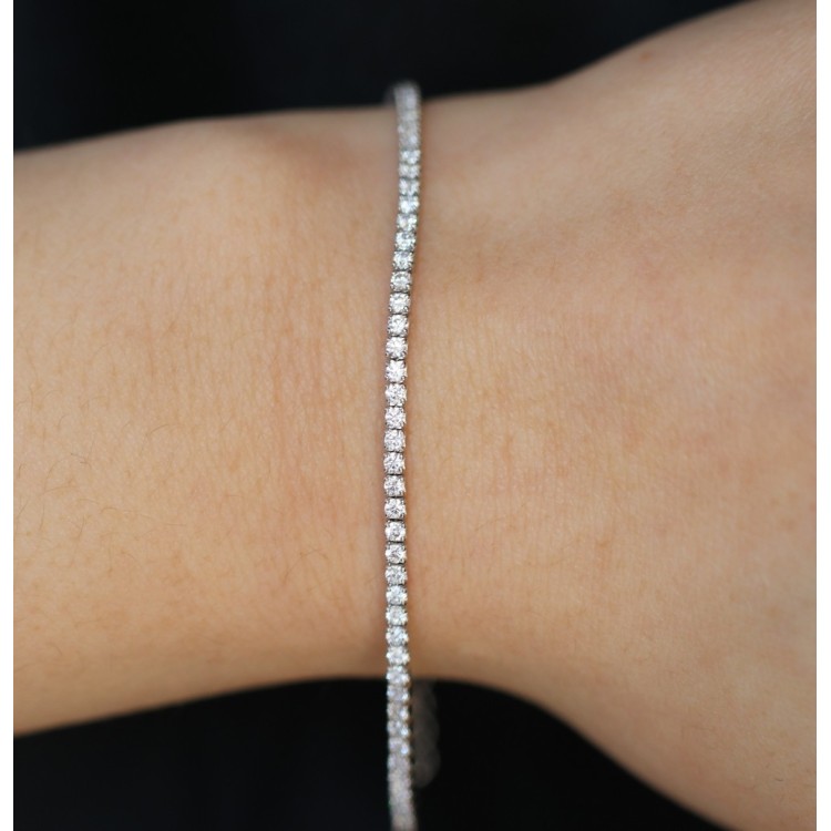 RMB|Bracciale Tennis argento 925 zirconi bianchi rodio sottile economico