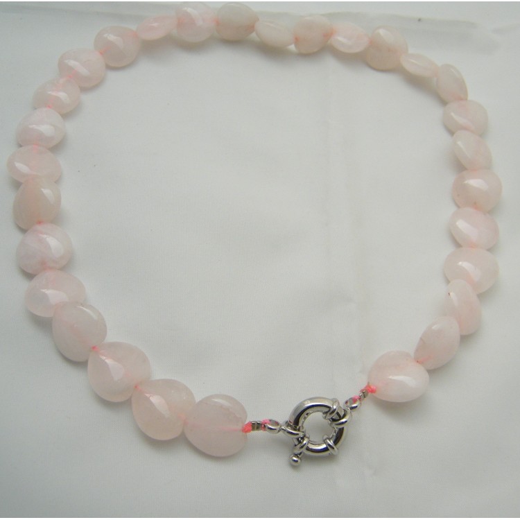 RMB|collana cuori quarzo rosa naturale 46 cm pietre donna