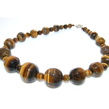 RMB|Collana donna perle occhio di tigre naturale grandi