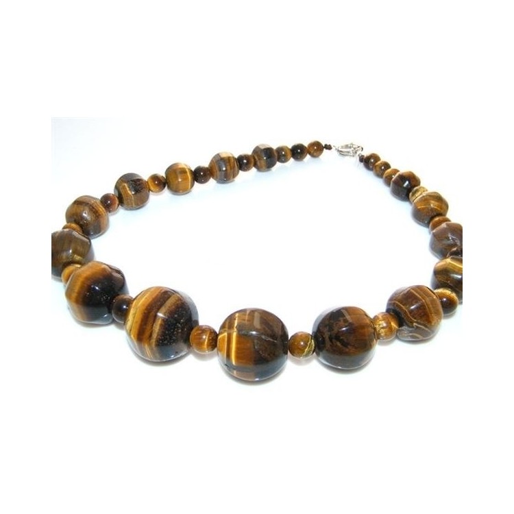 RMB|Collana donna perle occhio di tigre naturale grandi