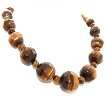 RMB|Large natural tiger eye pearl necklace for women