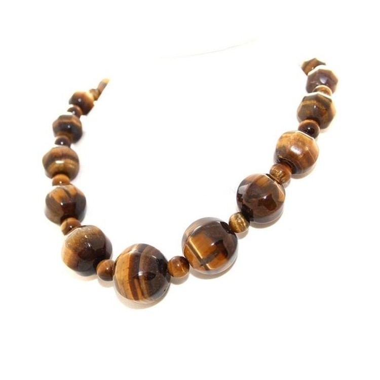 RMB|Collana donna perle occhio di tigre naturale grandi