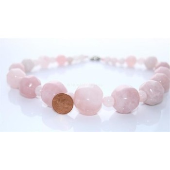 RMB|Women's necklace with large natural rose quartz pearls