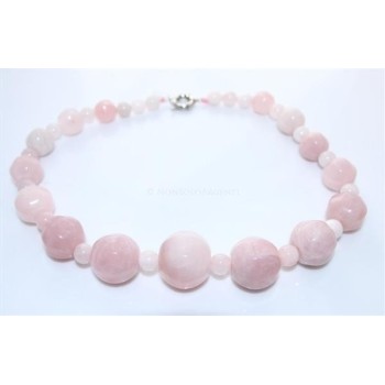 RMB|Collana donna perle quarzo rosa naturale grandi