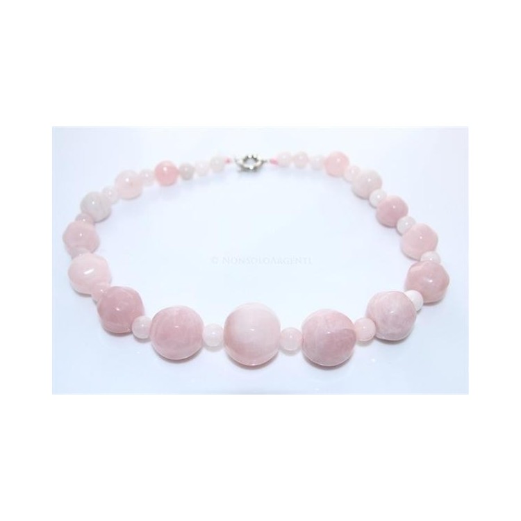 RMB|Collana donna perle quarzo rosa naturale grandi