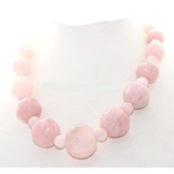 RMB|Women's necklace with large natural rose quartz pearls
