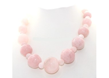 RMB|Collana donna perle quarzo rosa naturale grandi