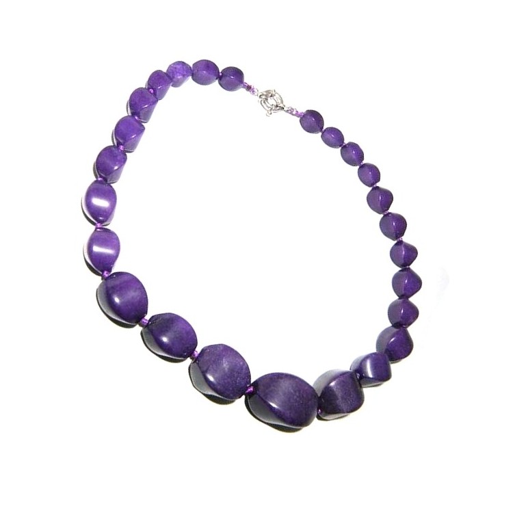 RMB|Gradated choker necklace in Purple glass pearls