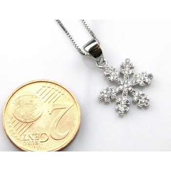 RMB|Collana fiocco di neve argento 925 collier donna 44 cm ciondolo pavè