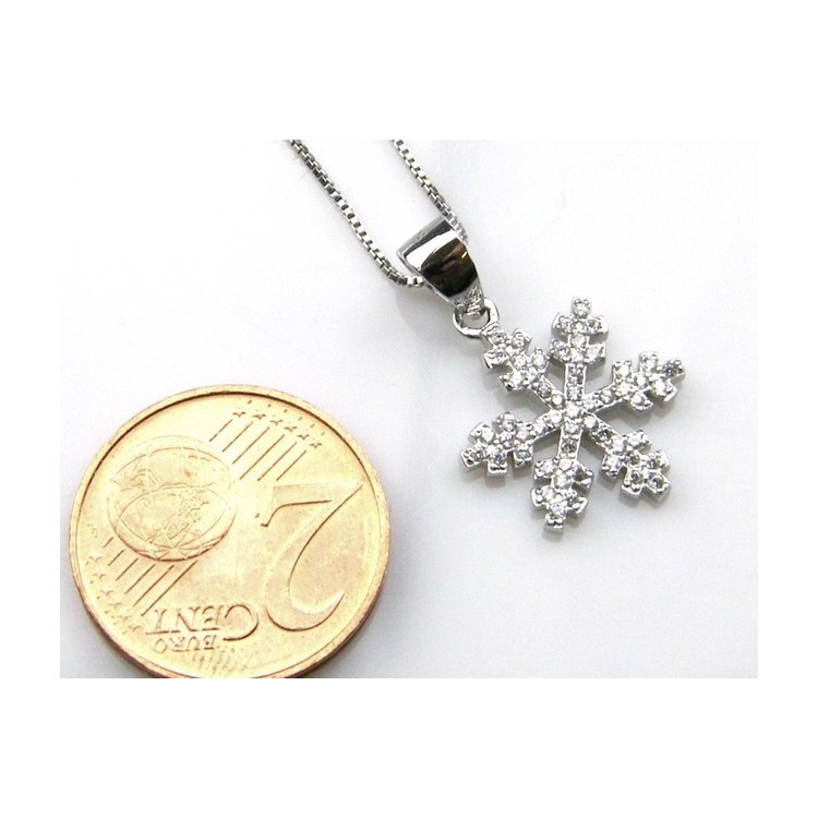 RMB|Collana fiocco di neve argento 925 collier donna 44 cm ciondolo pavè