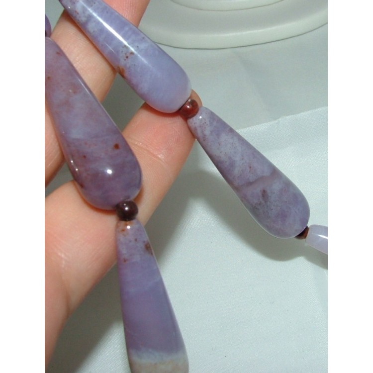 RMB|collana viola briolette agata brasiliana liscia effetto marmo sfumata