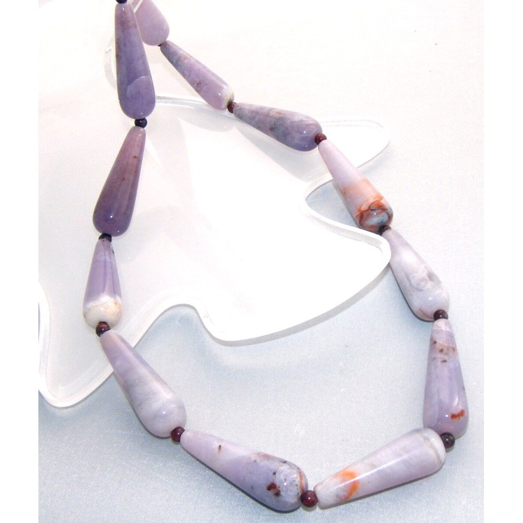 RMB|collana viola briolette agata brasiliana liscia effetto marmo sfumata