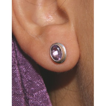 RMB|orecchini ametista argento 925 naturale ovale viola donna