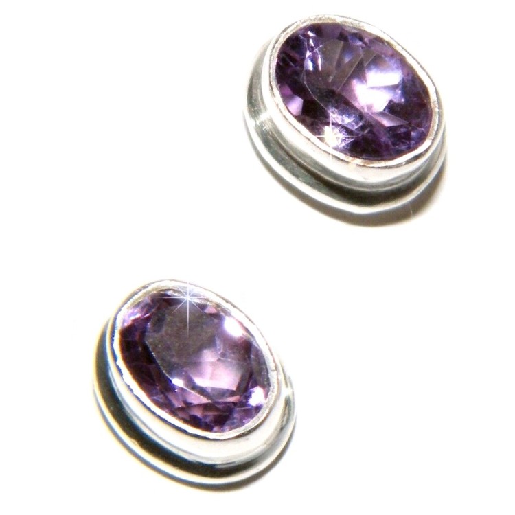 RMB|orecchini ametista argento 925 naturale ovale viola donna