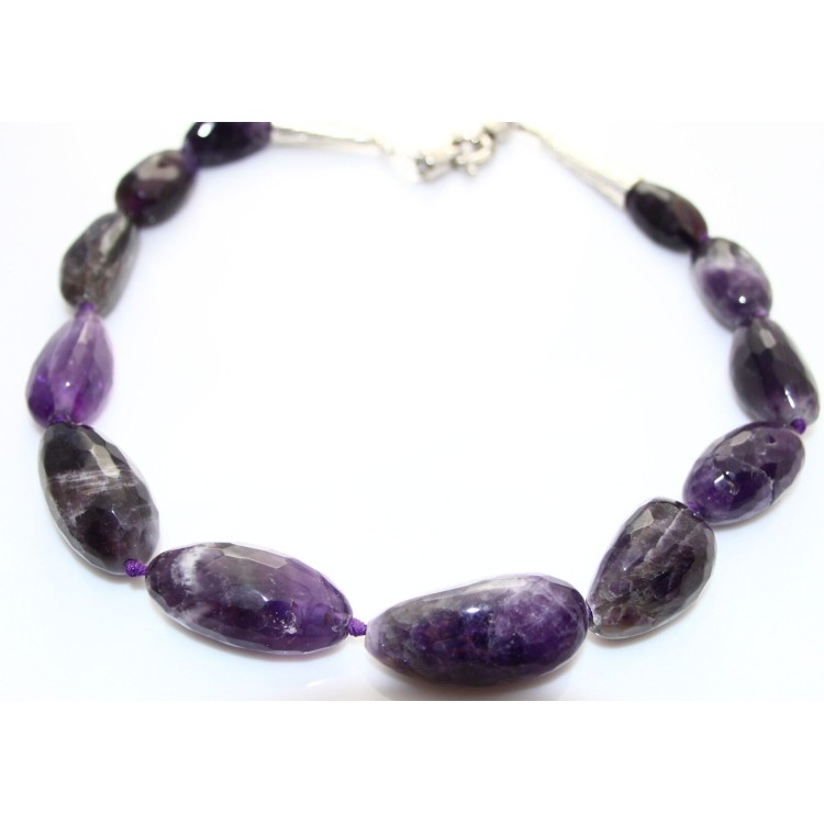 RMB|natural purple amethyst dates necklace steel choker woman natural stones