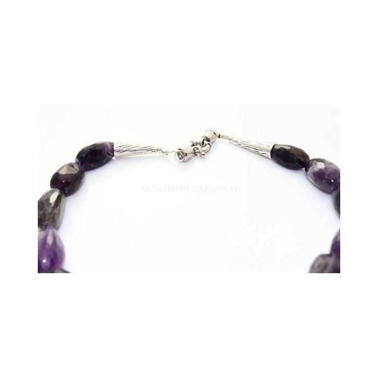 RMB|collana datteri ametista naturale viola acciaio girocollo donna pietre naturali