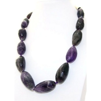 RMB|natural purple amethyst dates necklace steel choker woman natural stones