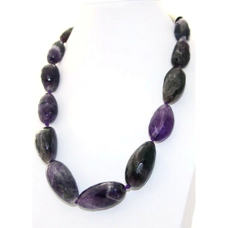 RMB|natural purple amethyst dates necklace steel choker woman natural stones