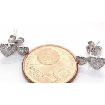 RMB|Argento 925 : orecchini donna zirconi bianchi cuore doppio
