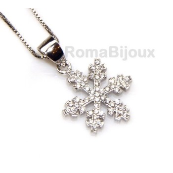 RMB|silver 925 Necklace Collier Venetian woman 44 cm and snowflake microsetting