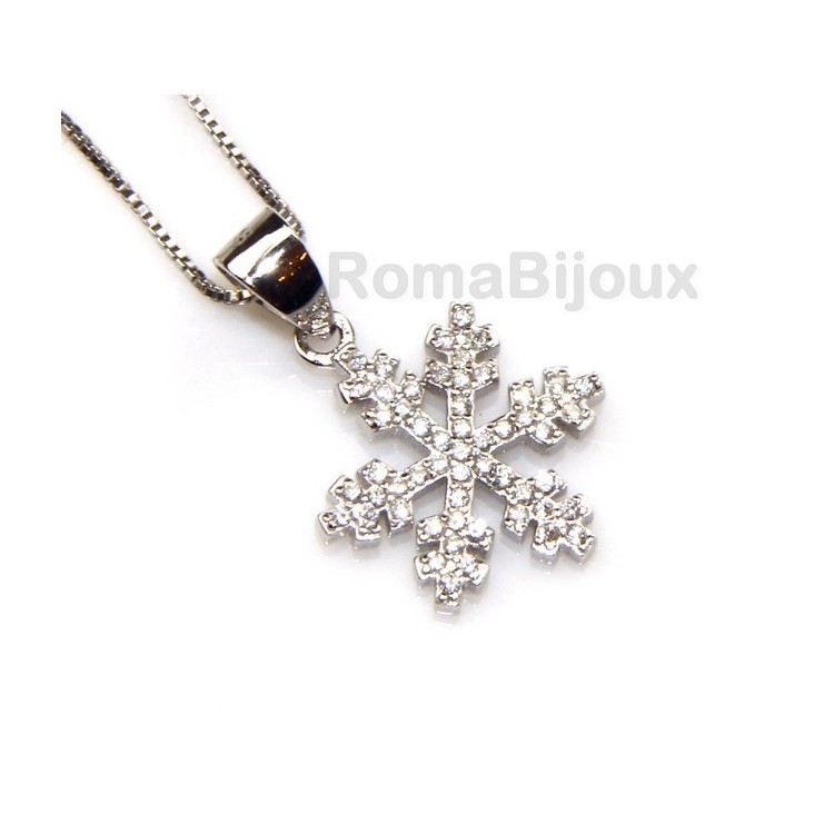 RMB|silver 925 Necklace Collier Venetian woman 44 cm and snowflake microsetting