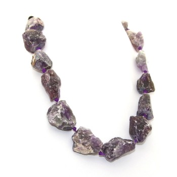 RMB|Amethyst stones choker large natural rough stones steel closure necklace woman