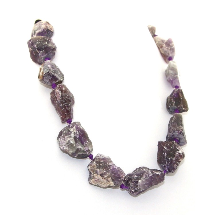RMB|Amethyst stones choker large natural rough stones steel closure necklace woman