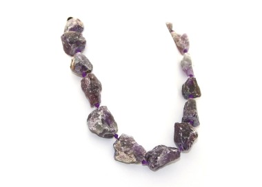 RMB|Amethyst stones choker large natural rough stones steel closure necklace woman
