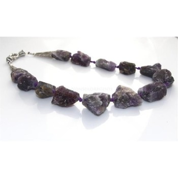RMB|Girocollo sassi ametista pietre grandi grezze naturale chiusura acciaio collana donna