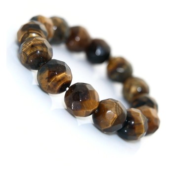 RMB|Ethnic bracelet with faceted tiger eye pearls 13,5mm