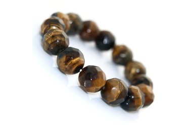 RMB|Ethnic bracelet with faceted tiger eye pearls 13,5mm