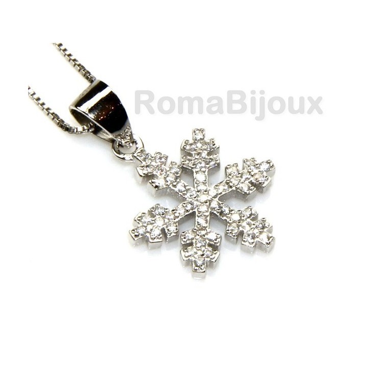RMB|silver 925 Necklace Collier Venetian woman 44 cm and snowflake microsetting
