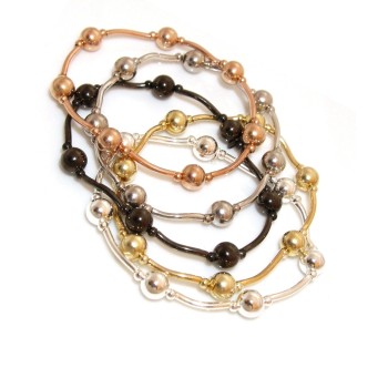 RMB|Bracciale argento 925 con barrette e sfere elastico donna