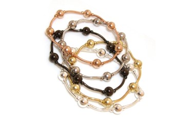 RMB|925 Silver Woman elastic bracelet with bars and spheres in 5 colours