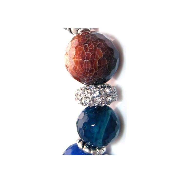 RMB|Carnelian bracelet, blue and green agate with elastic rhinestones for women